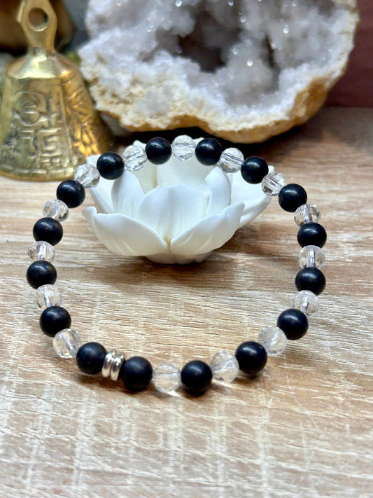 Bracelet de shungite et cristal de roche - 4