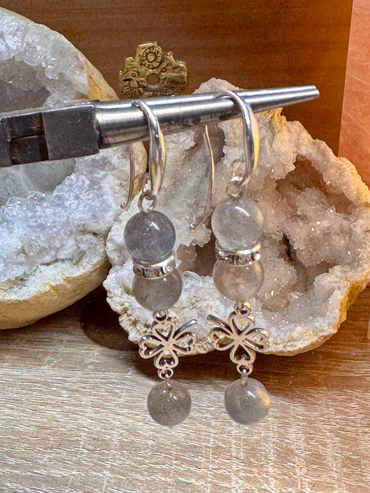 Boucles d’oreilles en argent et labradorite