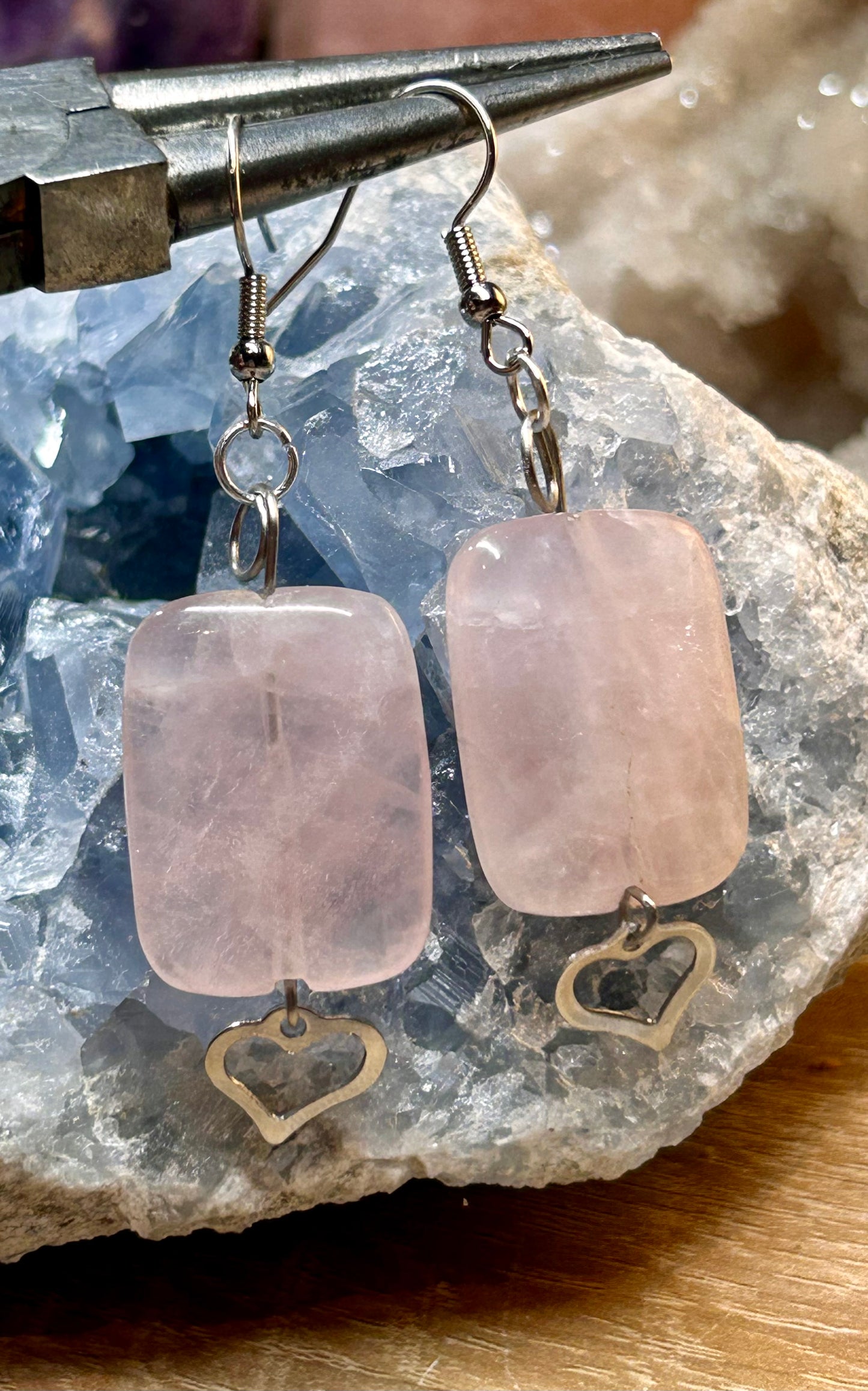 Boucles d’oreilles en quartz rose