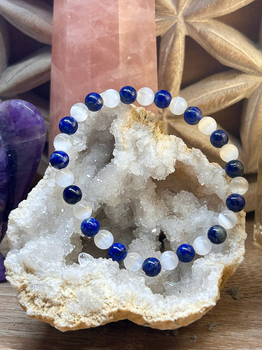 Bracelet de lapis-lazuli et de sélénite