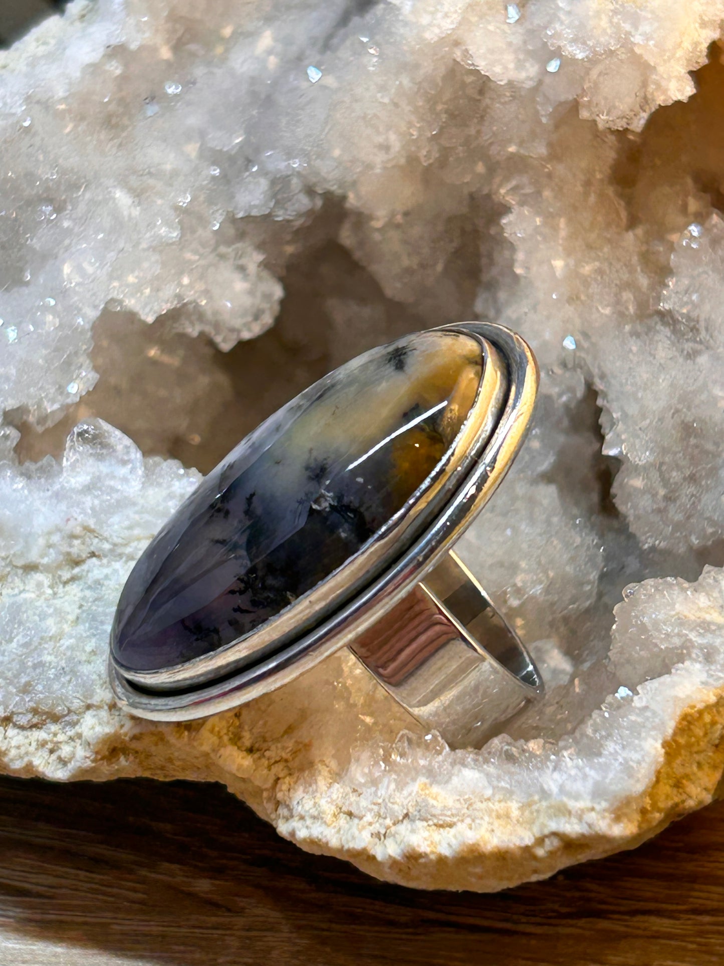 Bague en agate dendritique