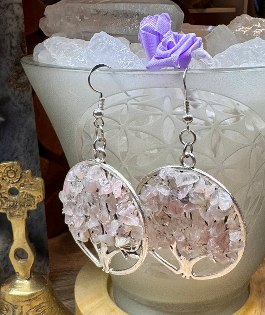 Boucles d’oreilles argent Quartz Rose