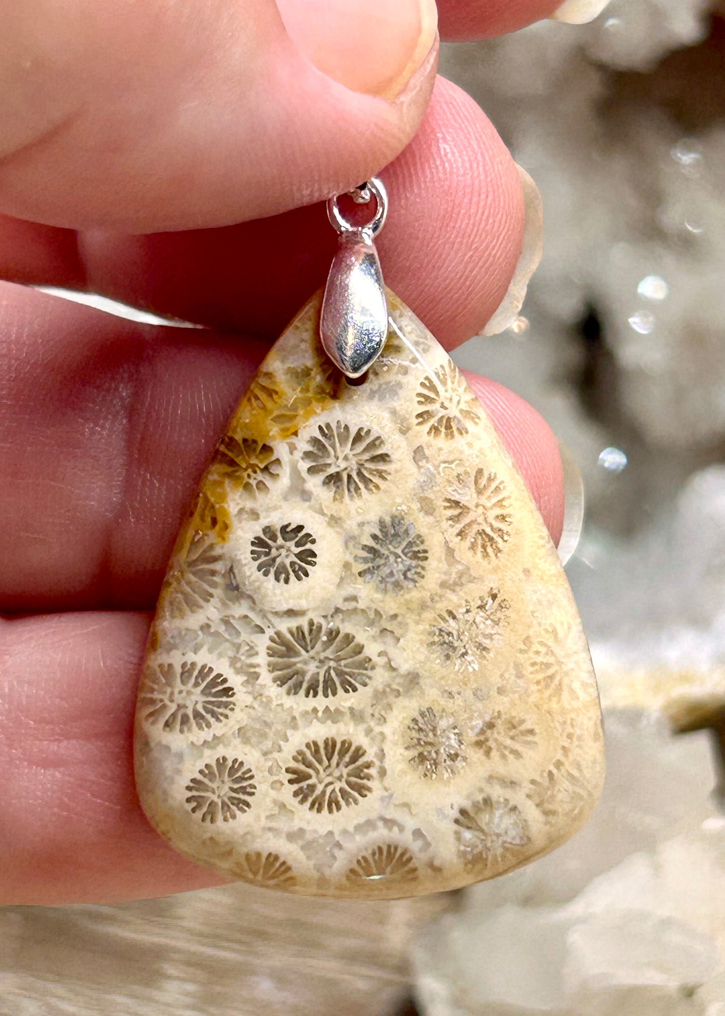 Pendentif de corail fossilisé