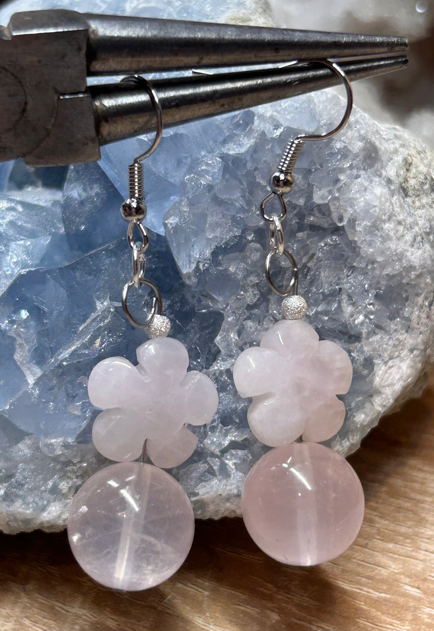 Boucles d’oreilles en quartz rose