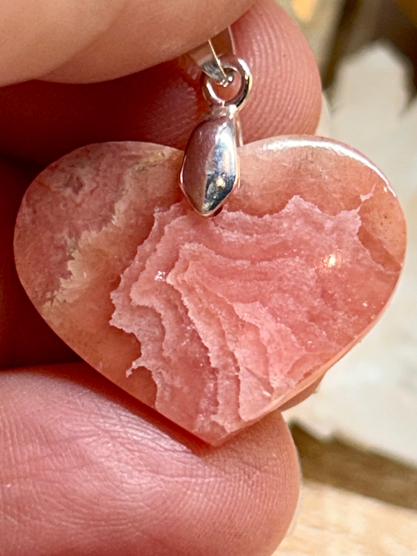 Pendentif cœur de rhodochrosite - 1