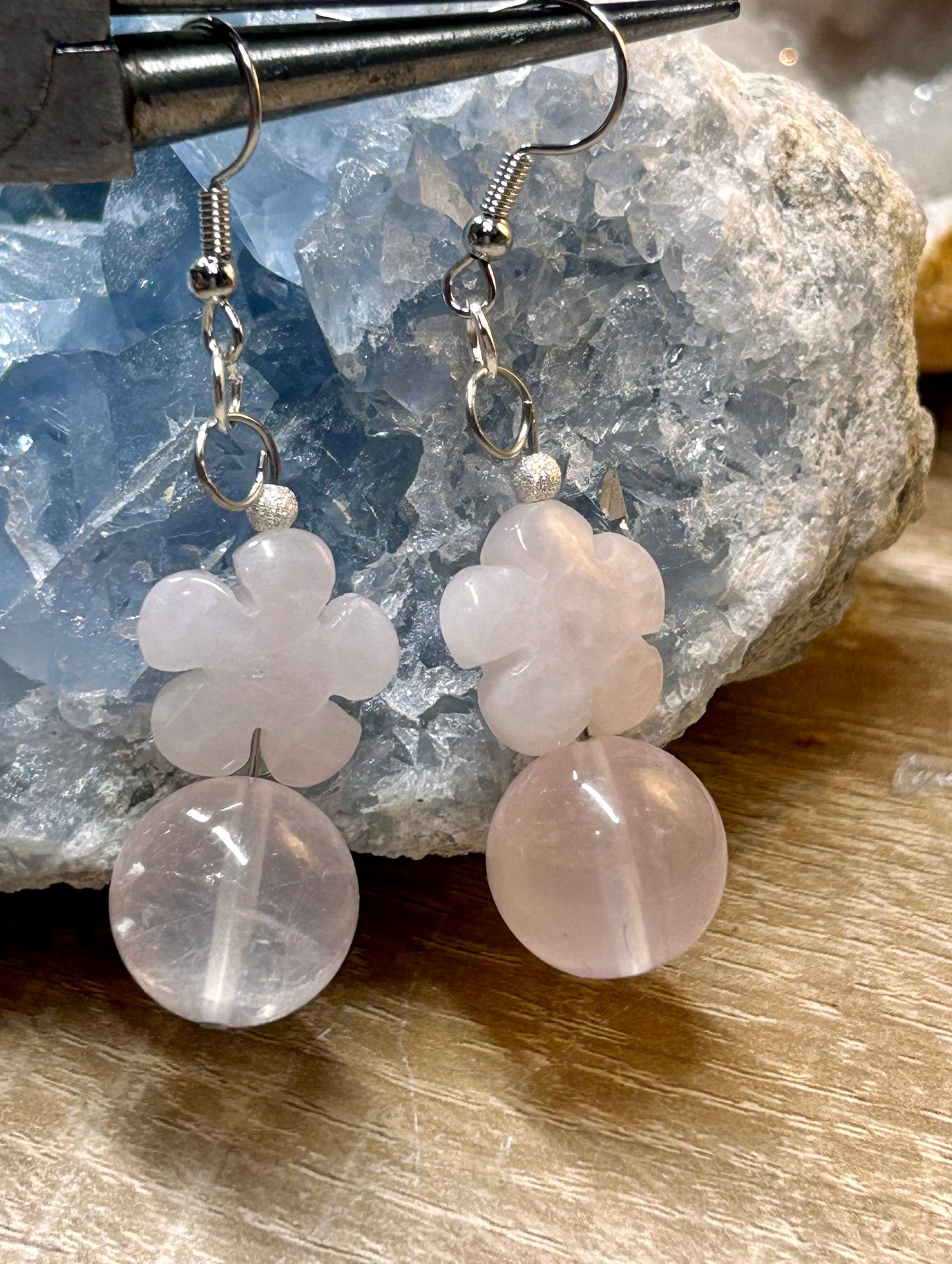 Boucles d’oreilles en quartz rose