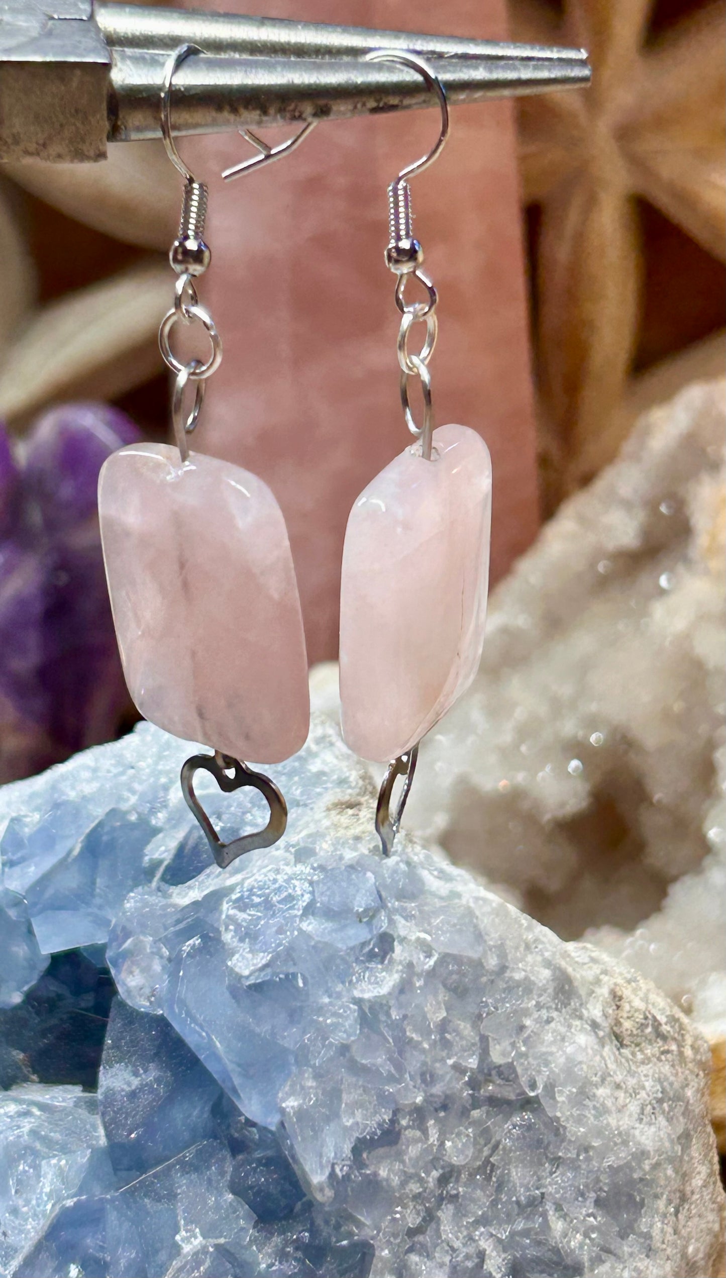 Boucles d’oreilles en quartz rose