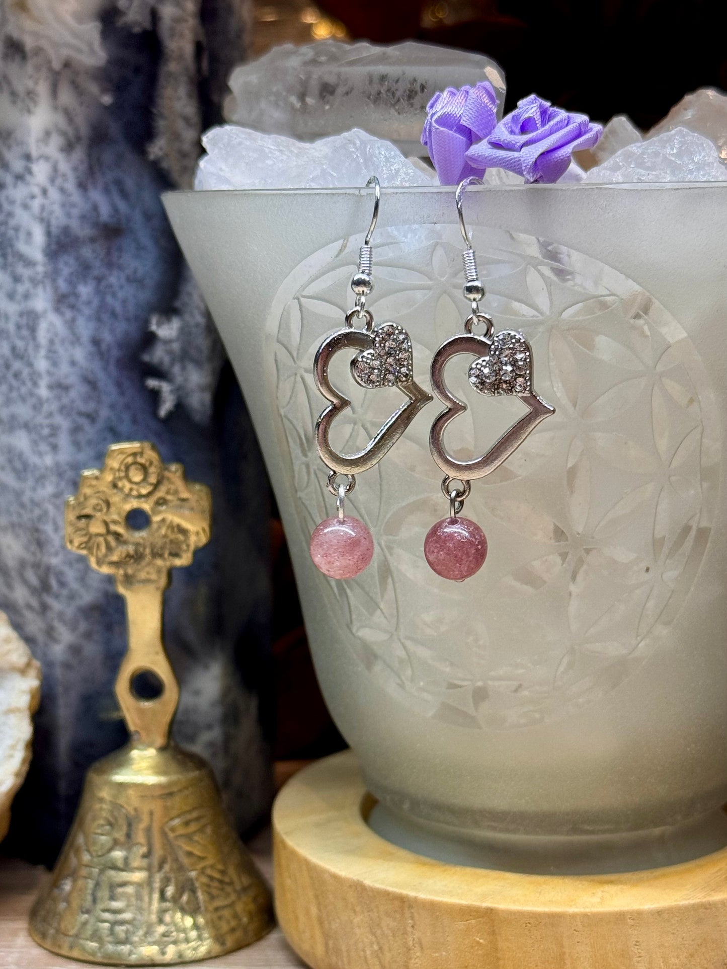 Boucles d’oreilles Quartz Fraise