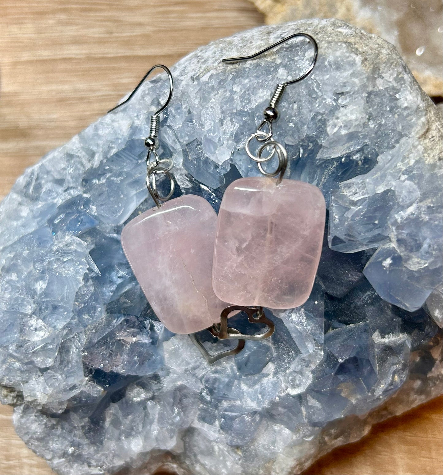 Boucles d’oreilles en quartz rose