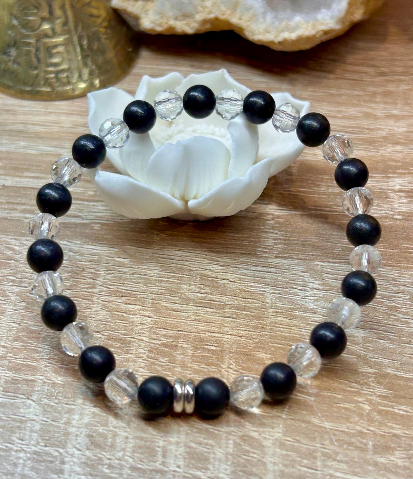 Bracelet de shungite et cristal de roche - 4