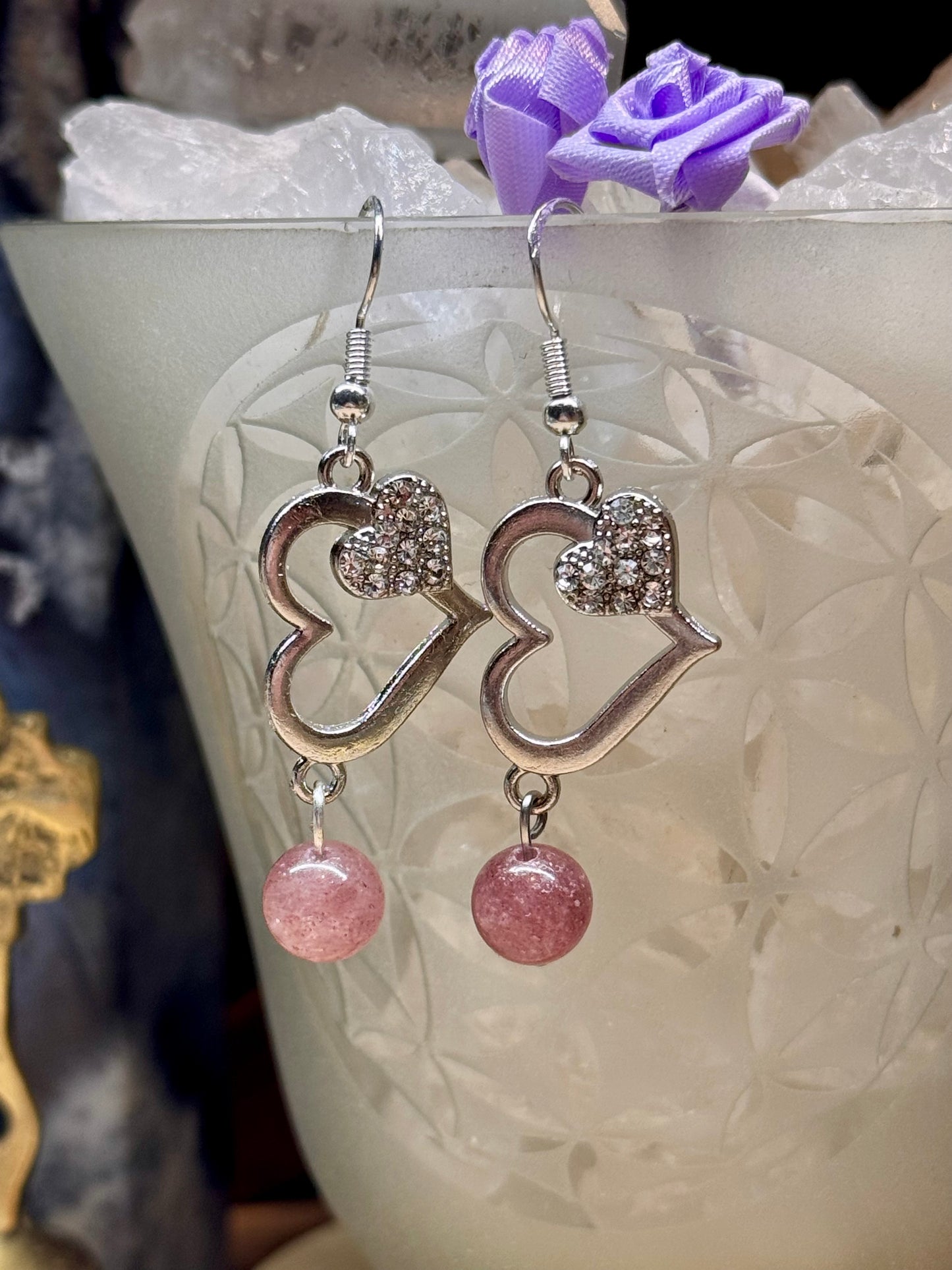 Boucles d’oreilles Quartz Fraise