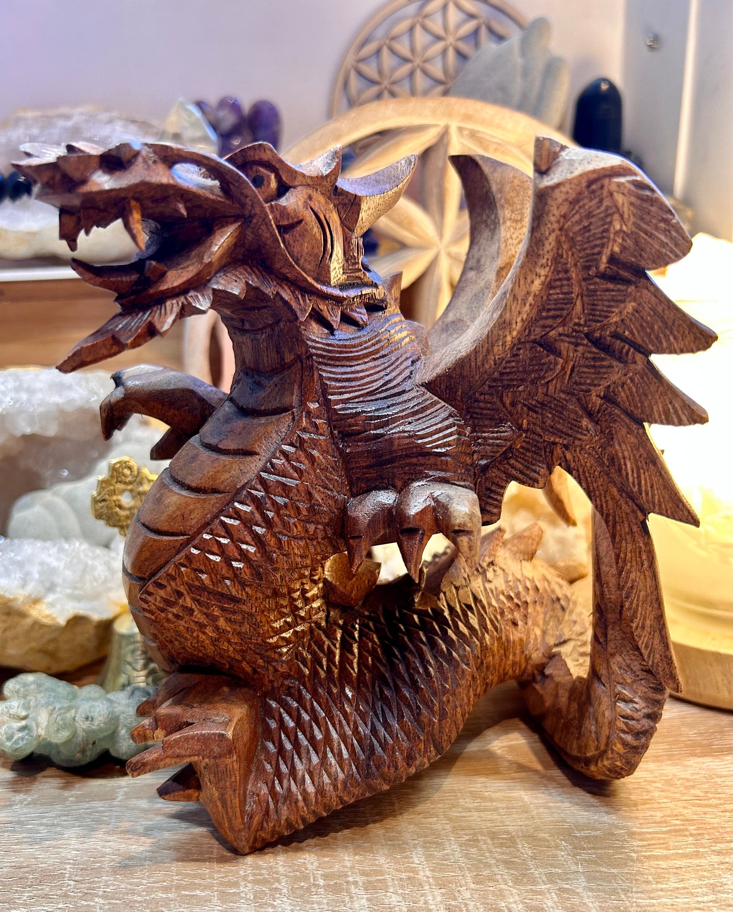 Dragon chinois en bois balinais