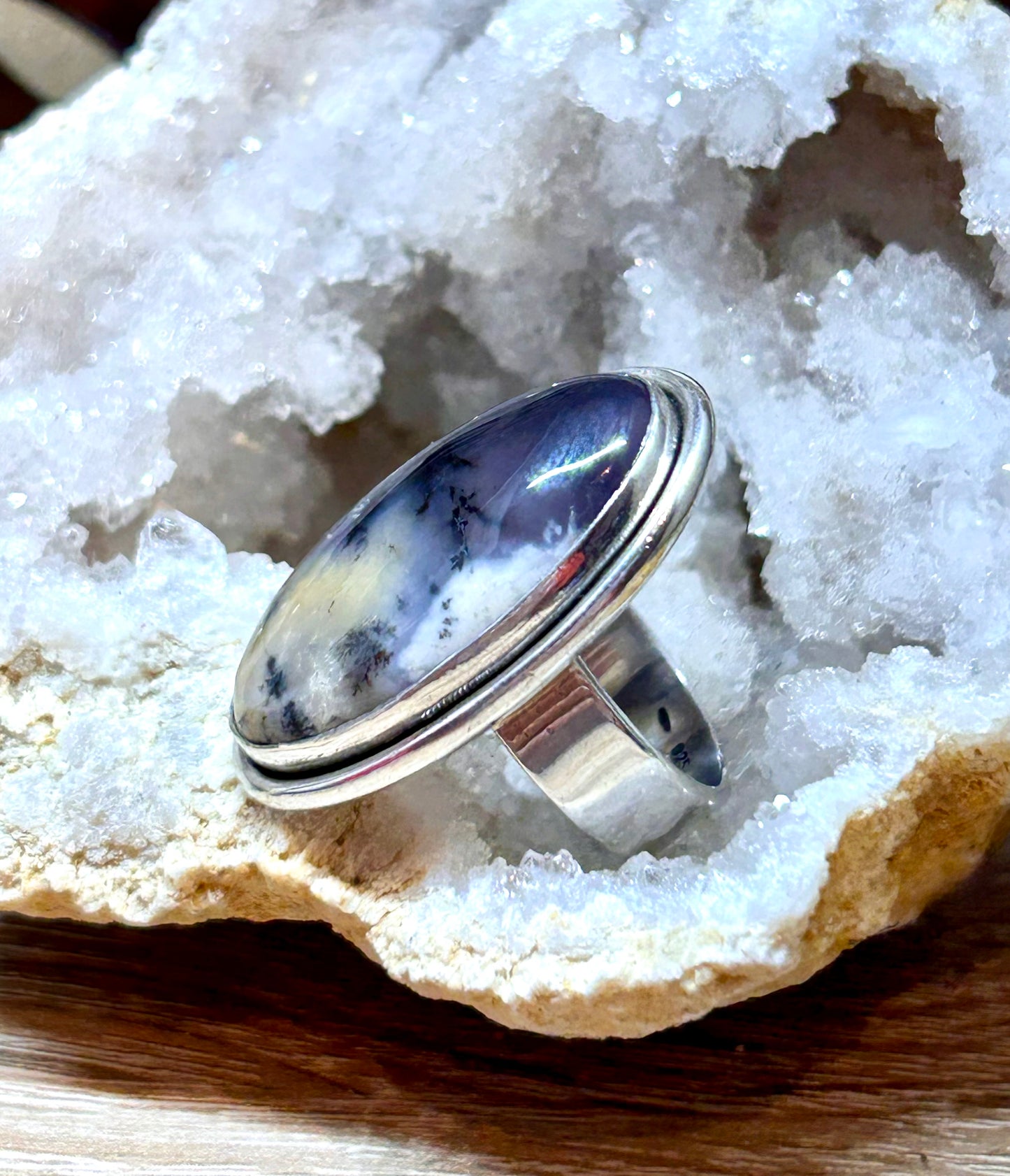 Bague en agate dendritique