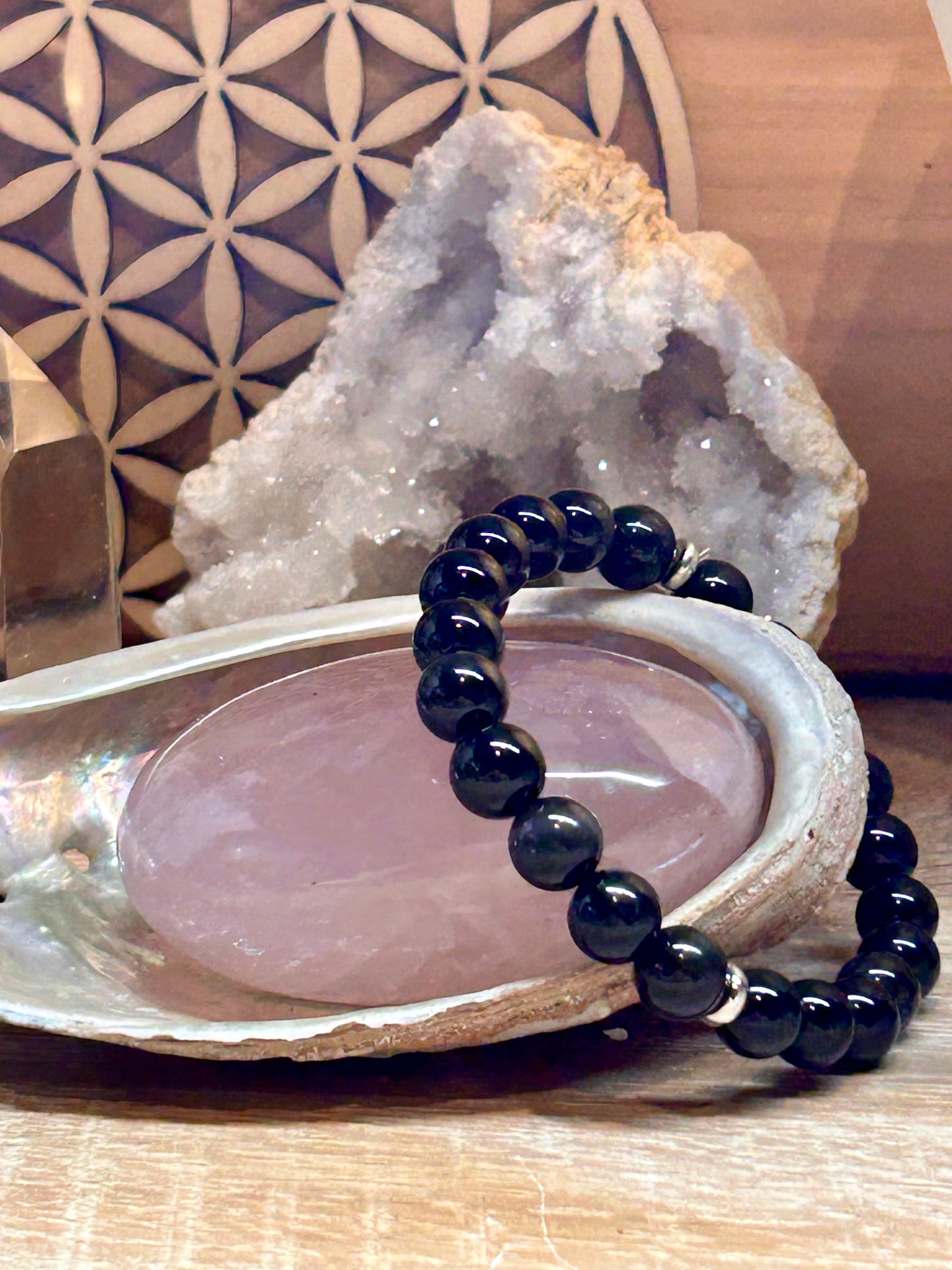 Bracelet d’obsidienne œil céleste et obsidienne noire