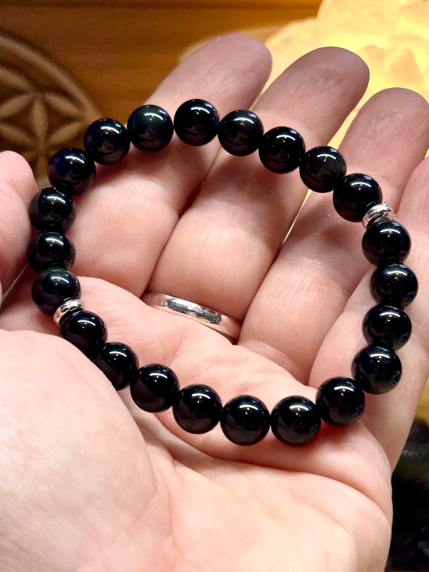 Bracelet d’obsidienne œil céleste et obsidienne noire