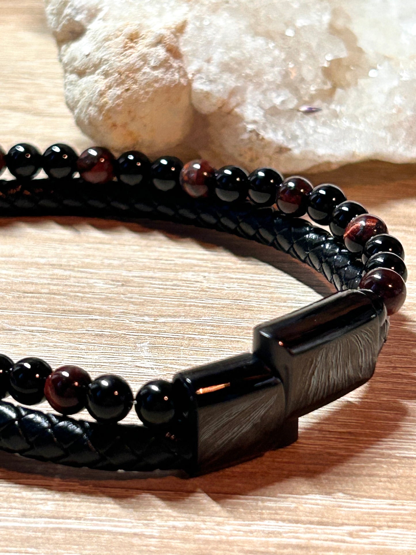 Bracelet homme cuir et perles