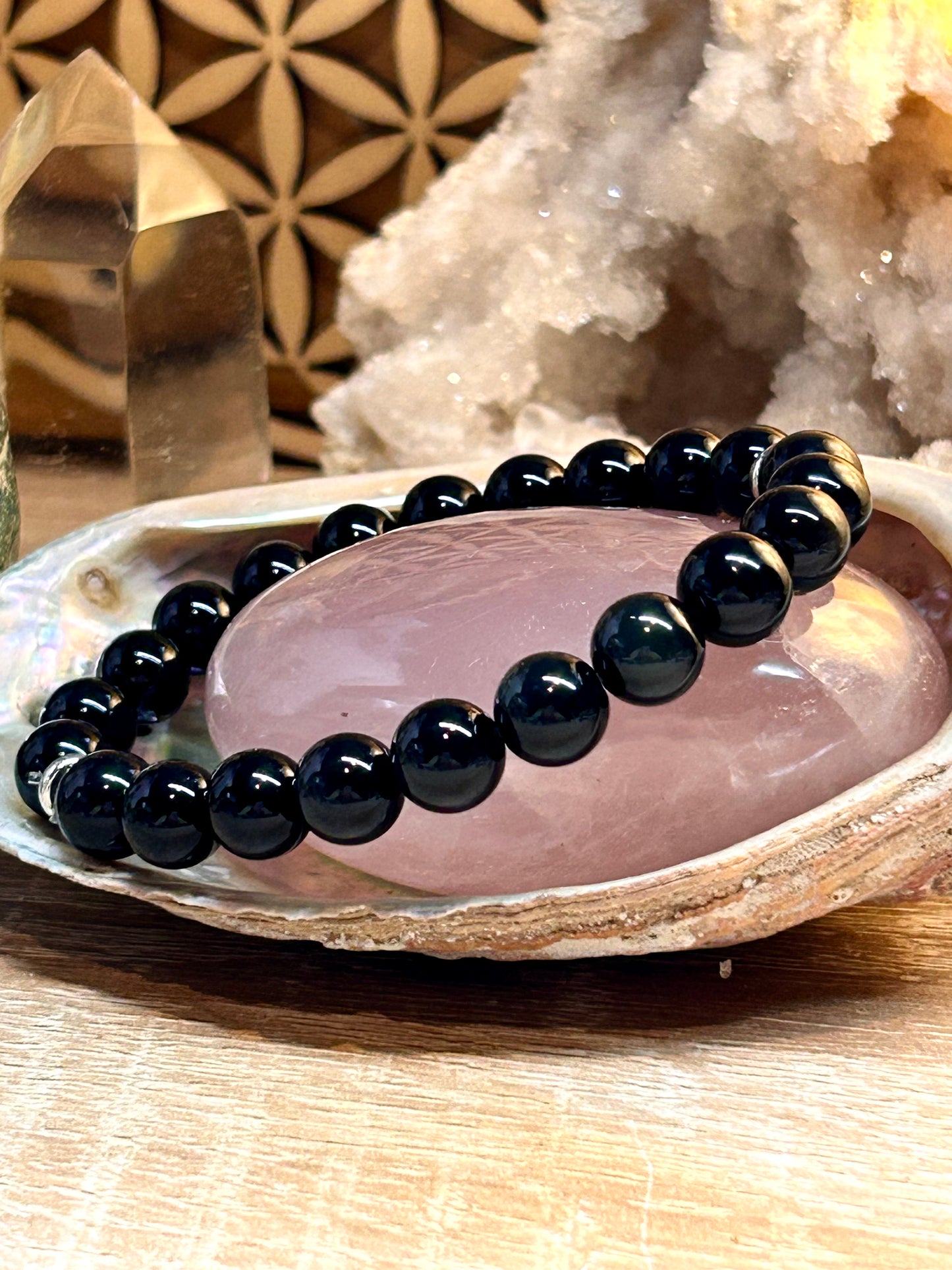 Bracelet d’obsidienne œil céleste et obsidienne noire