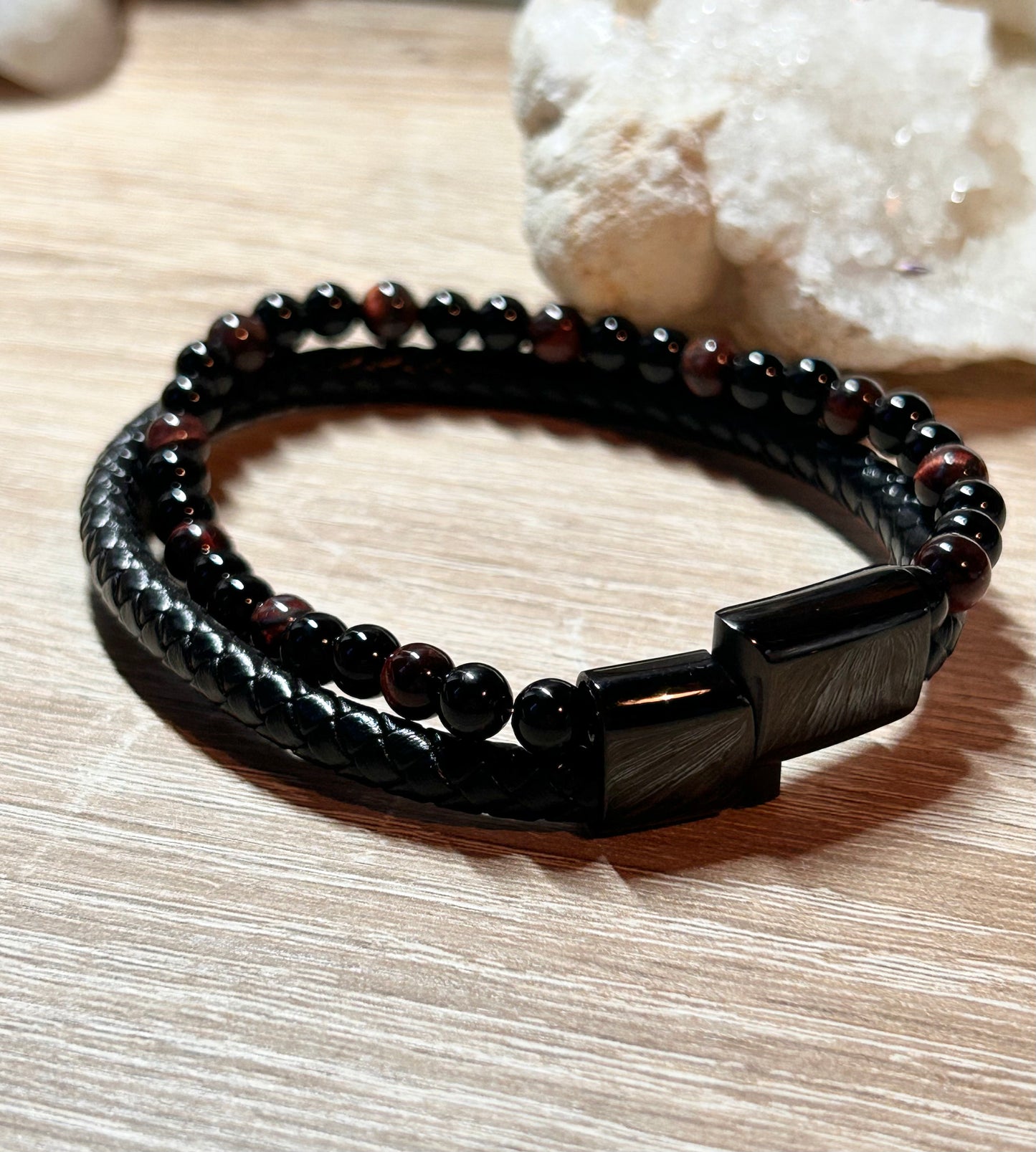 Bracelet homme cuir et perles