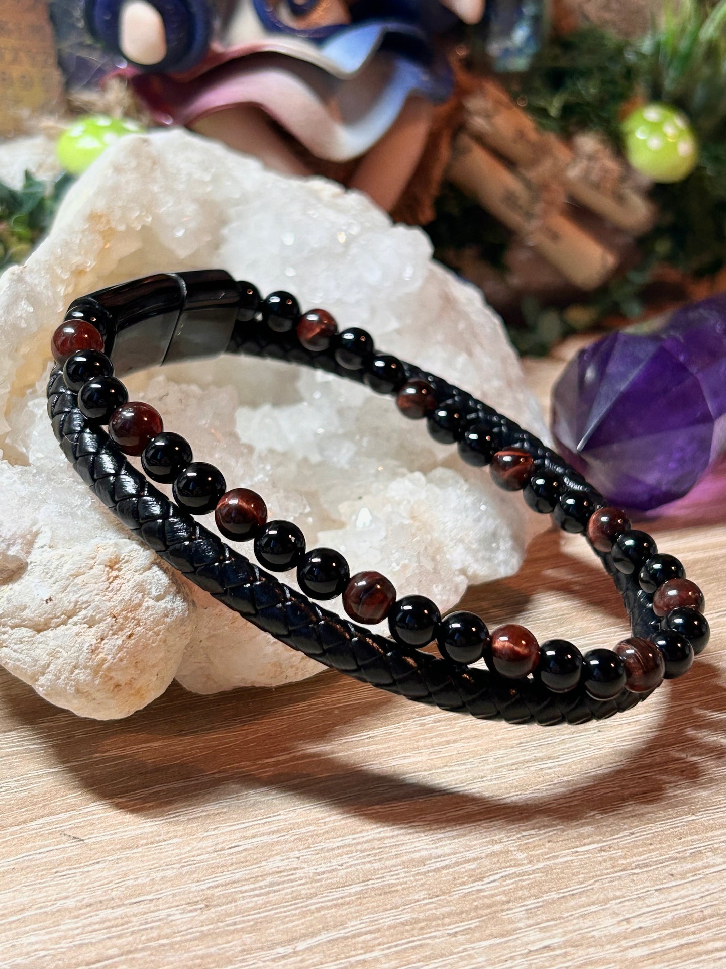 Bracelet homme cuir et perles