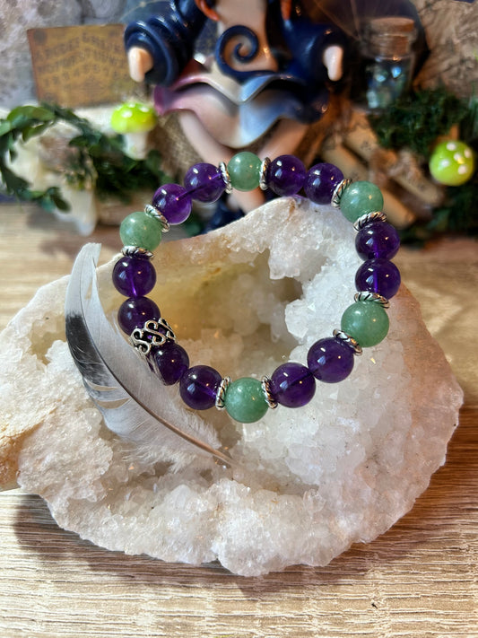 Bracelet en améthyste et aventurine