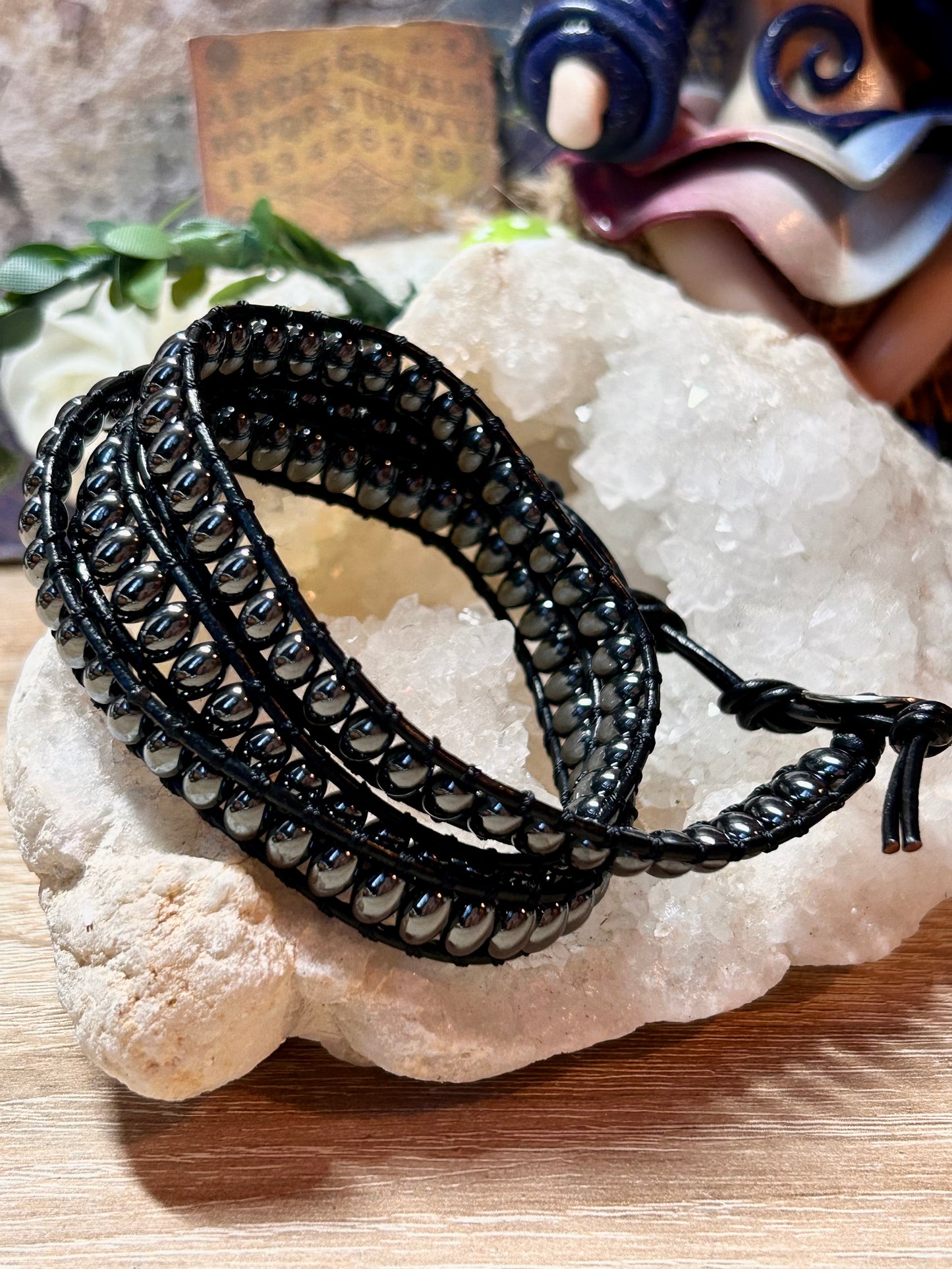 Bracelet cuir et hématite