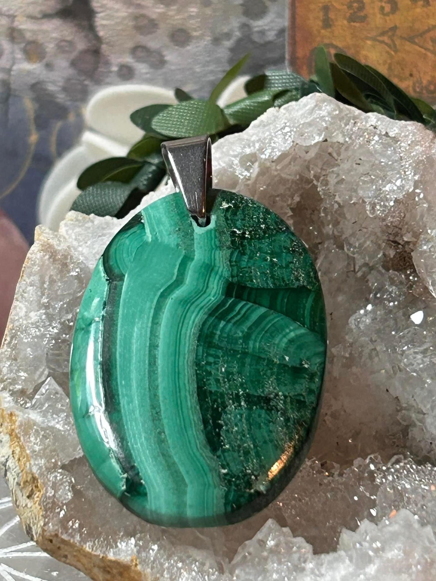 Pendentif en malachite