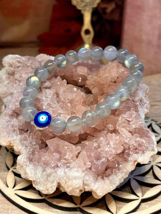 Bracelet de protection labradorite et oeil bleu