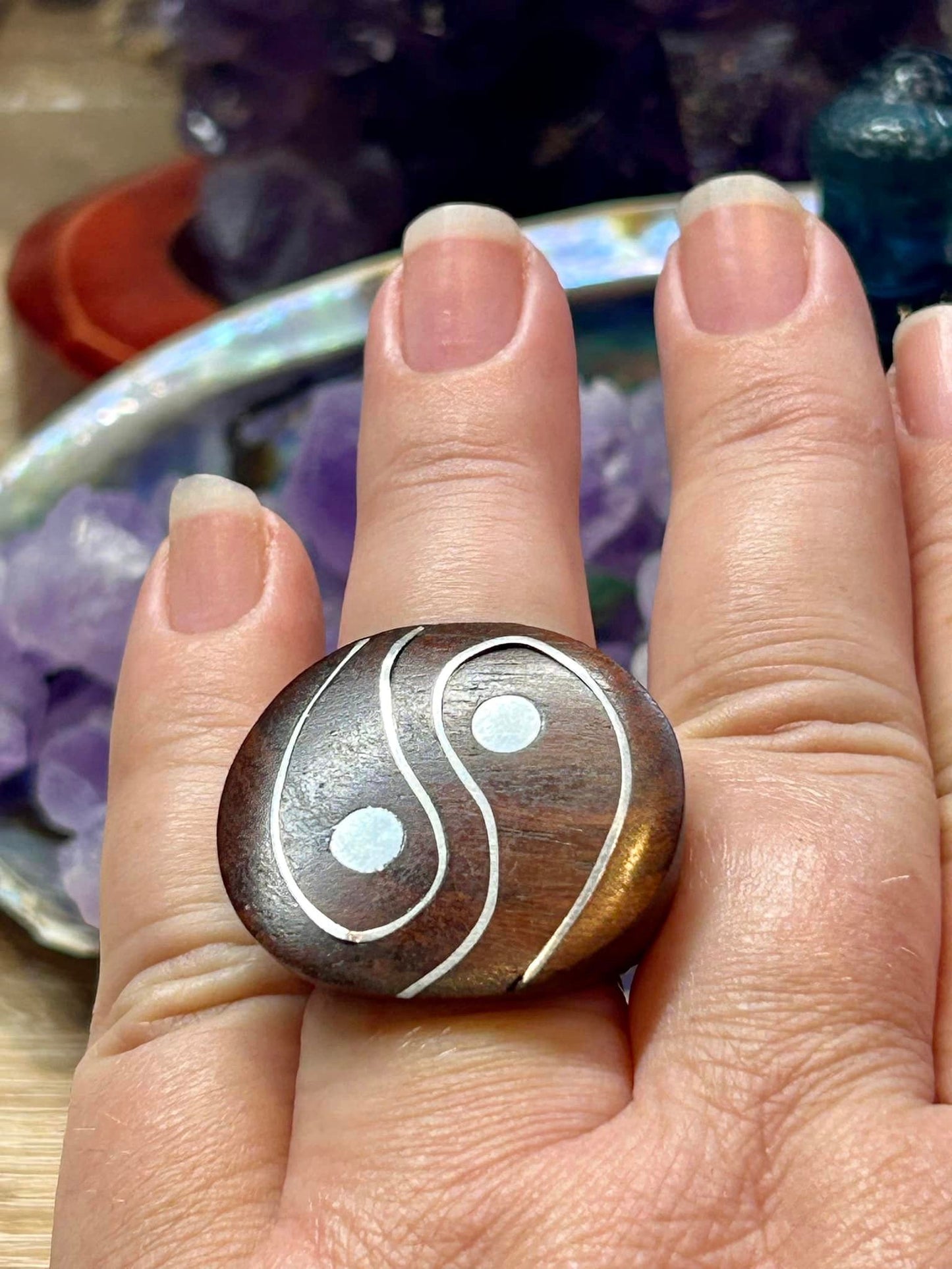 bague en bois yin et yang ☯️