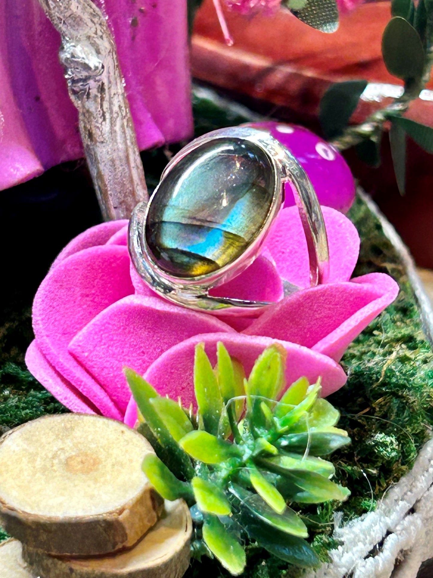 Bague en labradorite - en argent 925 - T51