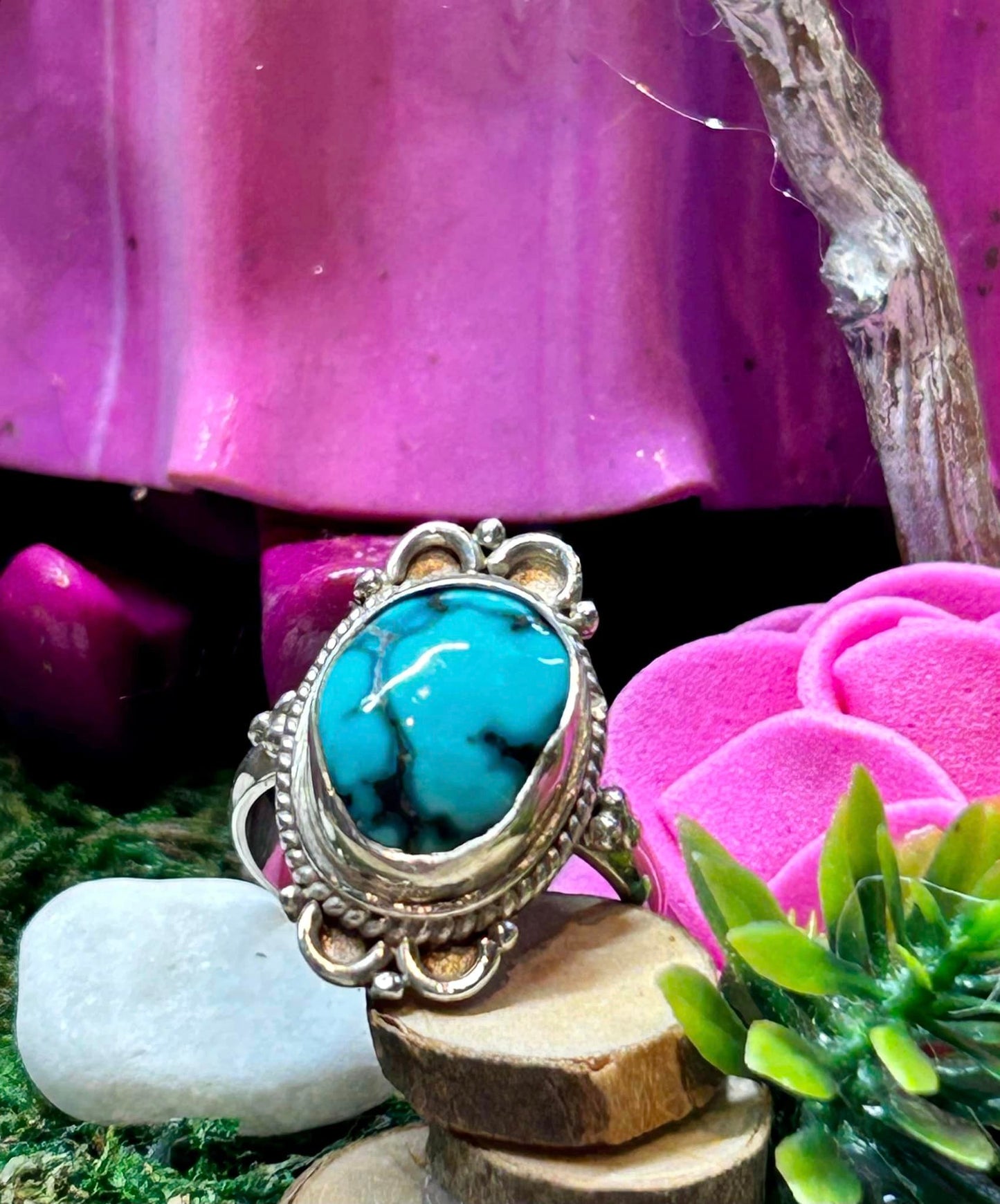 Bague en turquoise (stabilisée) en argent 925 - T54