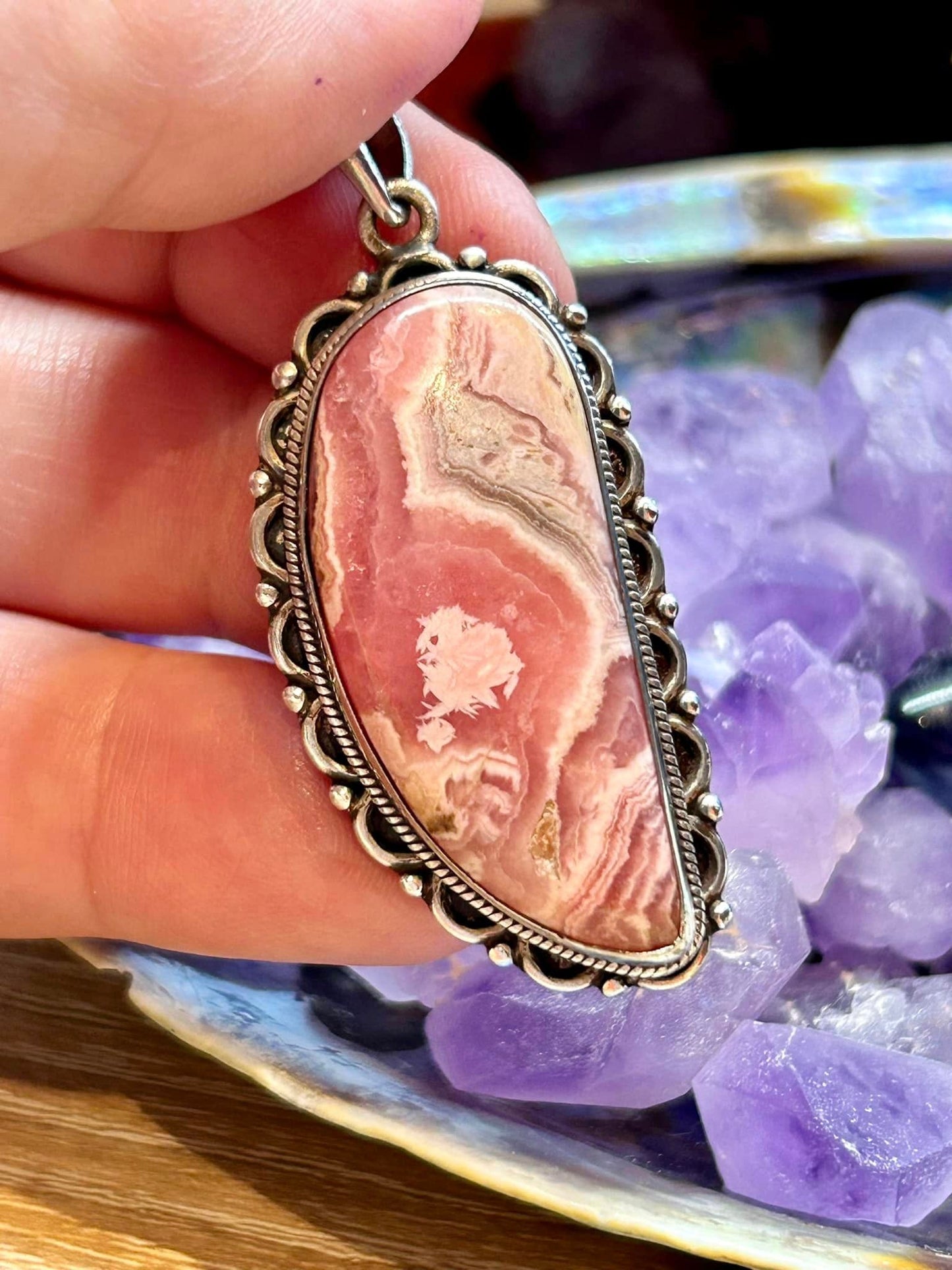 Pendentif de rhodochrosite - argent 925