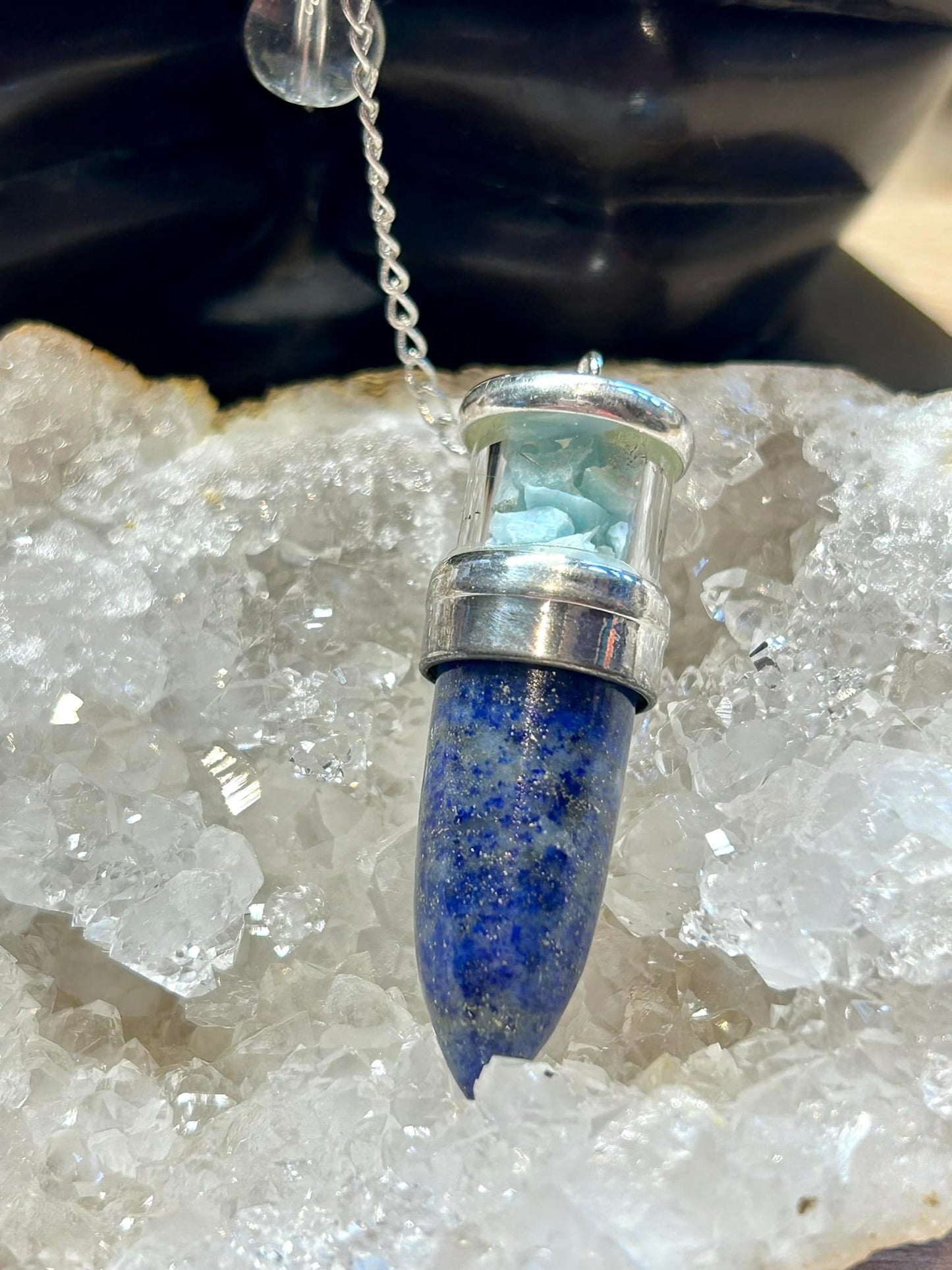 Pendule lapis lazuli et larimar