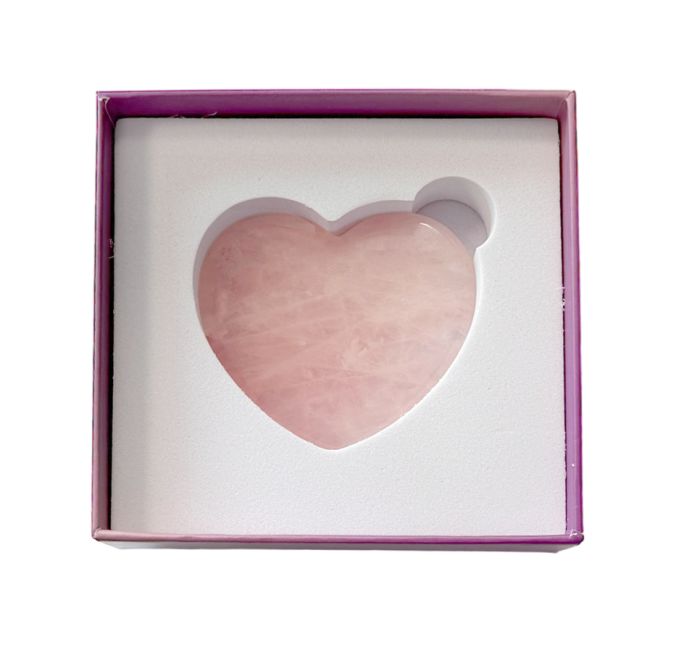 Massage Gua Sha Coeur en Quartz Rose A+