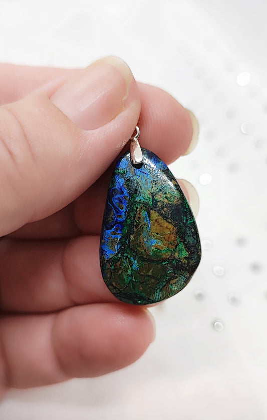 Pendentif en azurite malachite