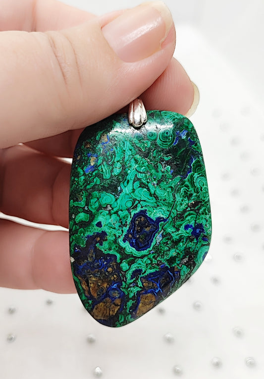 Pendentif en azurite malachite