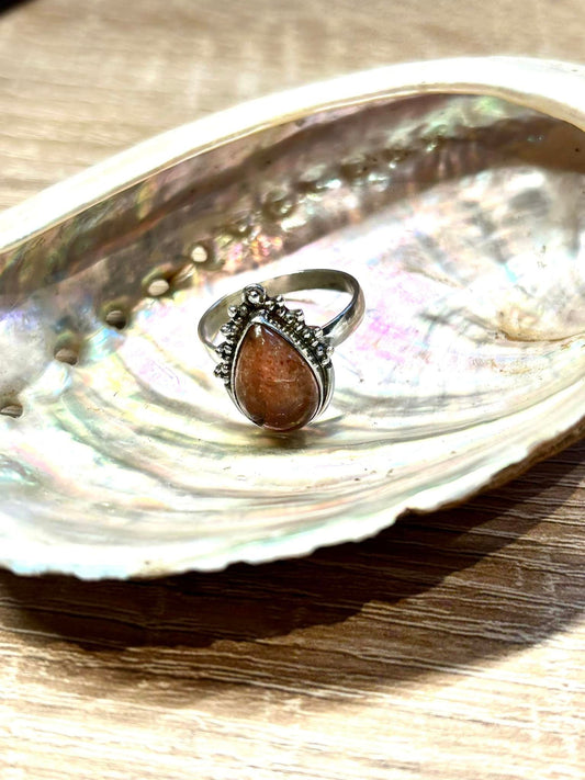 Bague en argent 925 - Pierre du soleil T62