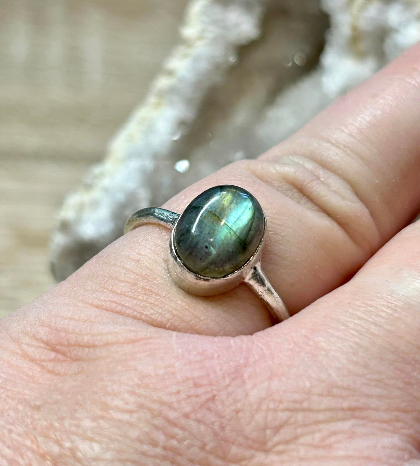 Bague en labradorite T57 - argent 925