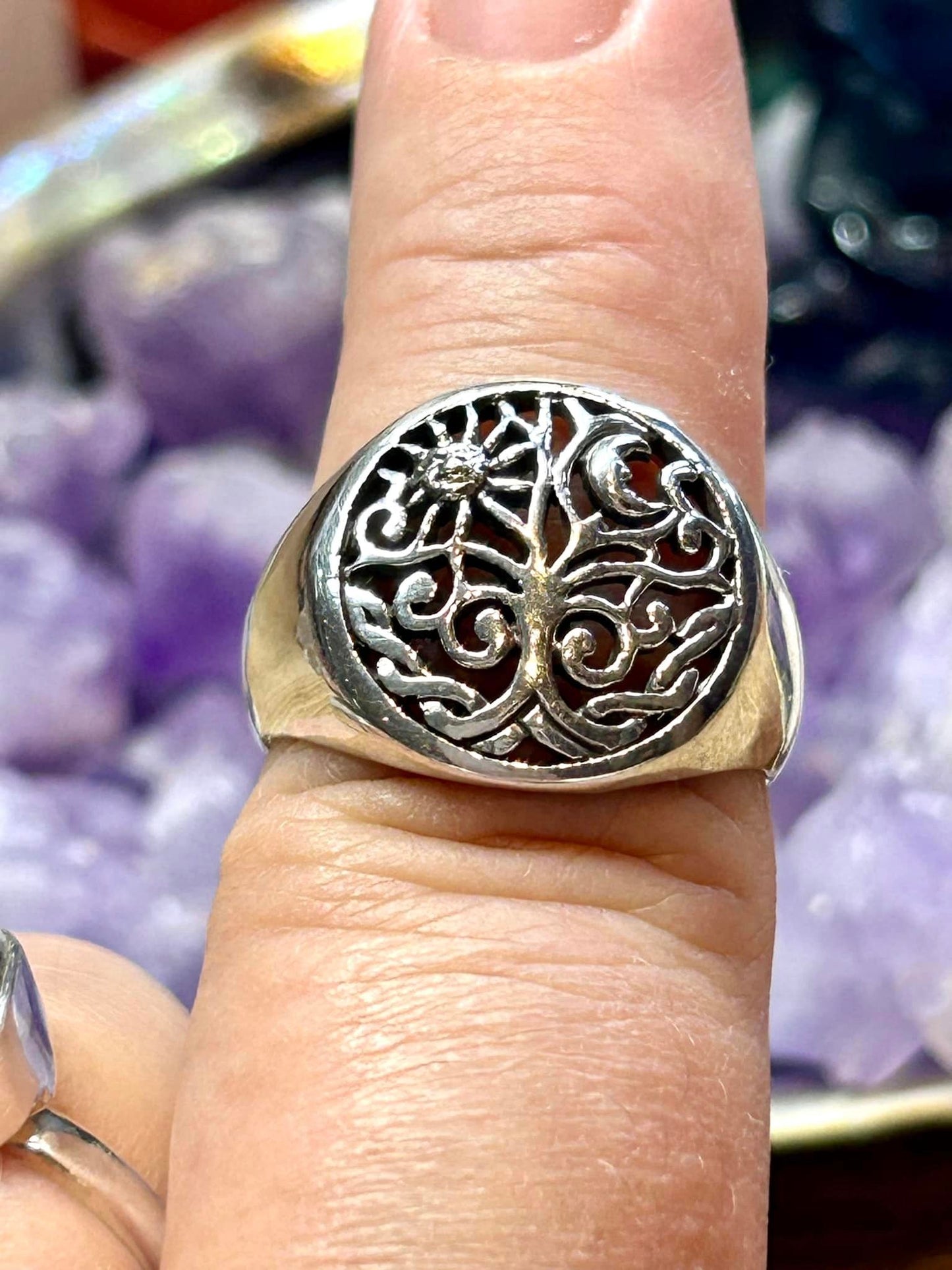 Bague en argent 925 - soleil et lune