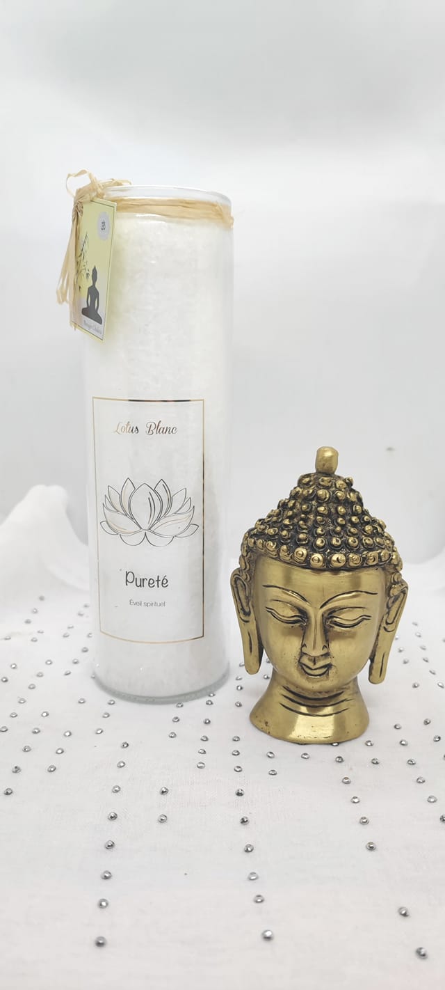 Bougie en verre blanche "pureté lotus"