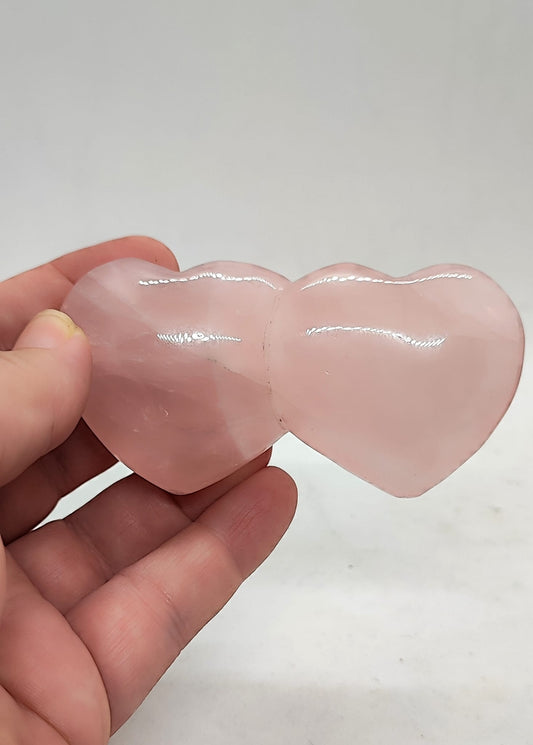 Double coeur de quartz rose 1