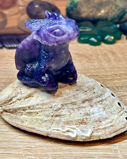 Dragon en lépidolite