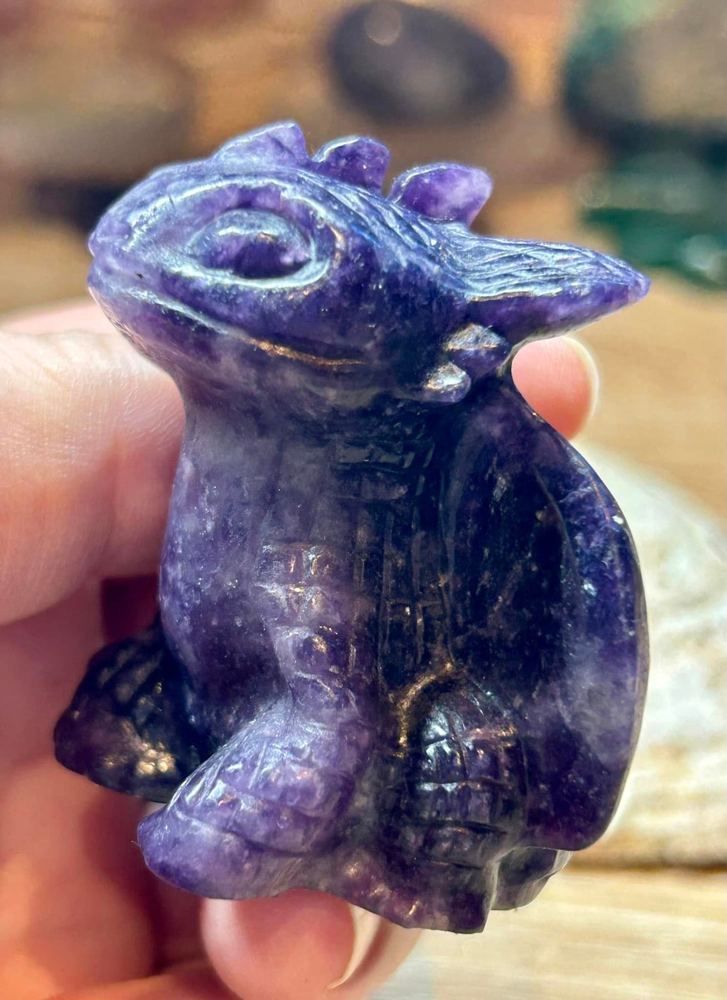 Dragon en lépidolite