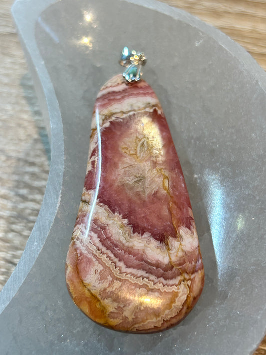 Pendentif en rhodochrosite - bélière en argent 925