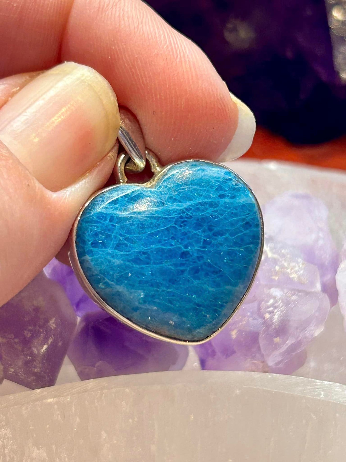 Pendentif en coeur en argent 925 - Apatite