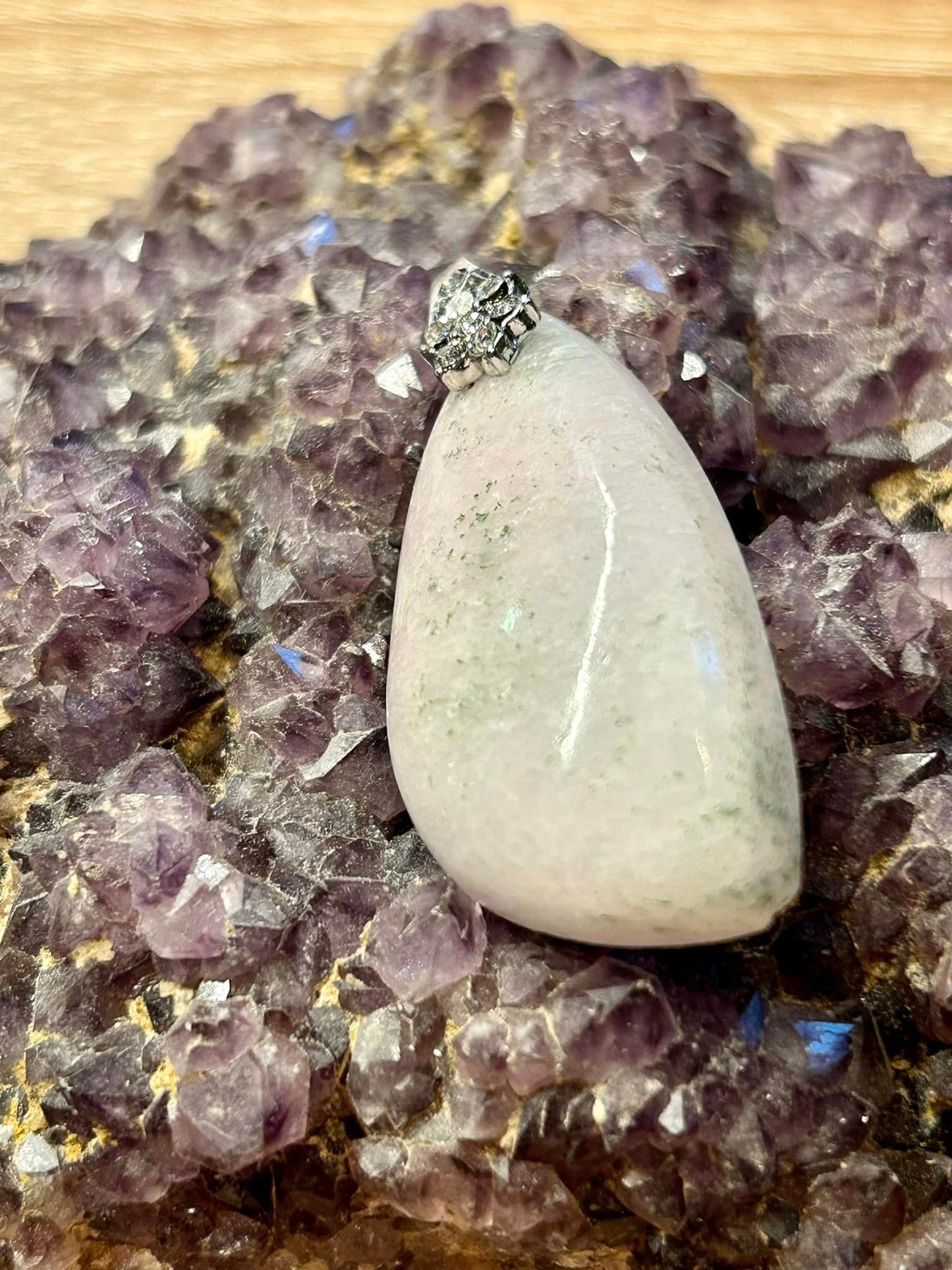 Pendentif manganocalcite - bélière argent 925