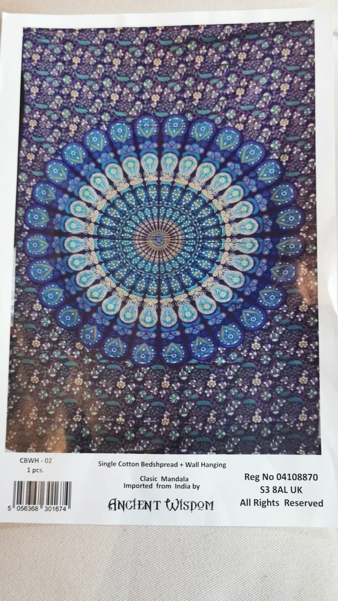 Tenture mandala bleu