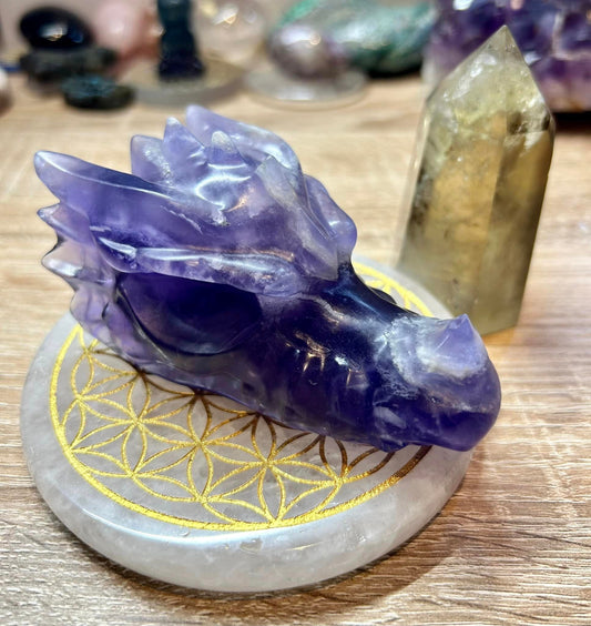 Tête de dragon en fluorine violette