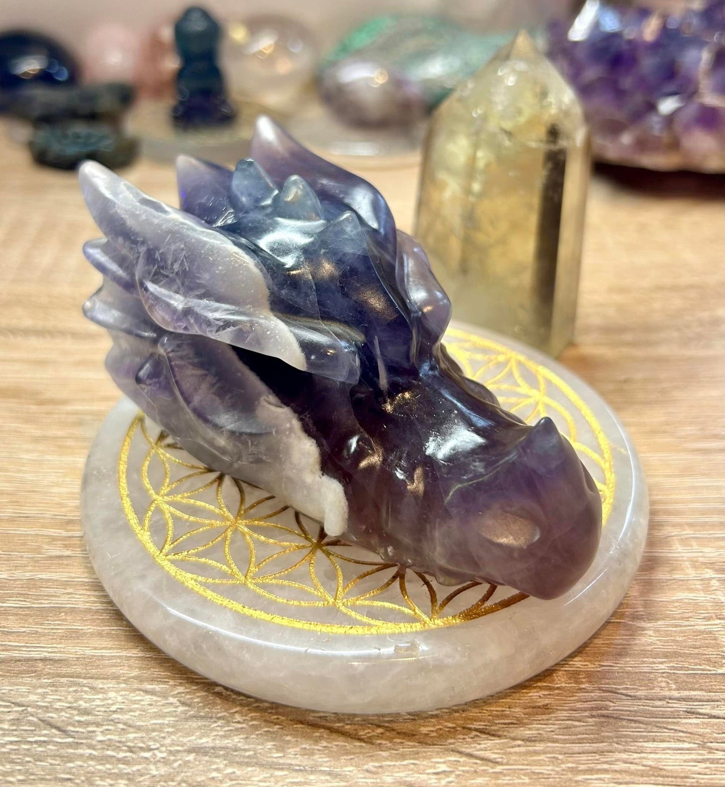 Tête de dragon en fluorine violette