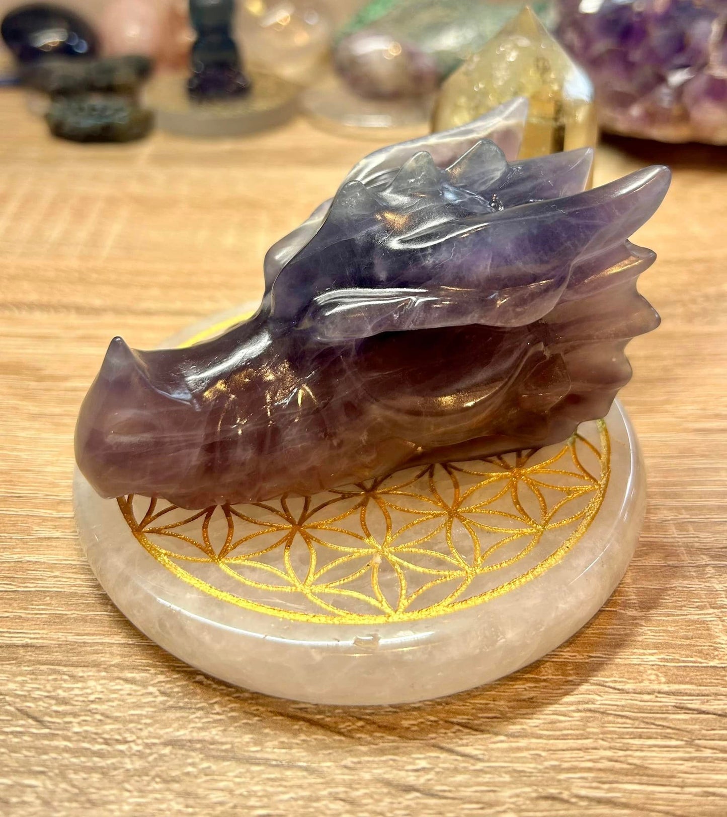 Tête de dragon en fluorine violette